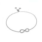 Infinity Bracelet Love Charm 925 Sterling Silver Adjustable Chain Womens 3 Color