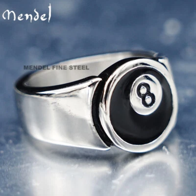 Anillo MENDEL de acero inoxidable de moda para hombre motociclista número 8 para hombre talla 7 8-13 Foto 1 de 4