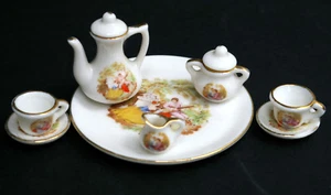 Puppengeschirr, Kaffeeservice 8-teilig, Porzellan mit Goldrand, orig. 20er Jahre - Bild 1 von 1