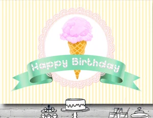ICE CREAM GIRL YELLOW PINK YELLOW PERSONALISED BIRTHDAY PARTY BANNER BACKDROP - Picture 1 of 4