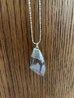 Chico's 银色项链锤形水晶吊坠全新带标签 — 第 1/3 张图片