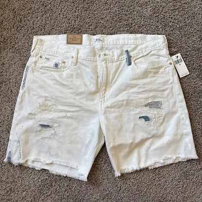 $168 Polo Ralph Lauren Men's Sullivan Slim Distressed Cutoff Denim Short Blue 40 - Image 1 of 4