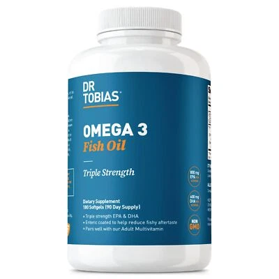 	Aceite de pescado Dr. Tobias Omega 3 2000 mg para el corazón cerebro y el apoyo inmunológico 180 suave... Foto 1 de 4