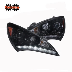 For: 10-12 Hyundai Genesis Coupe Smoked Projector Headlight w/LED Strip DRL - Picture 1 of 4