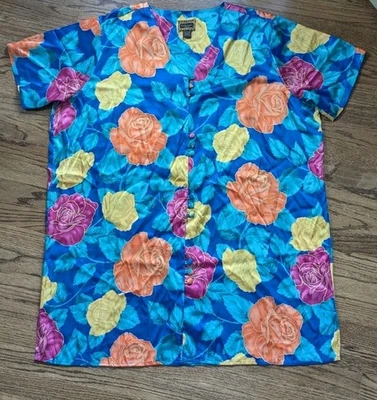 De Colección Solange SATINADO Sedoso Para Mujer Plus 22/24 3X Audaz Floral Camisón Camisa para Dormir Foto 1 de 4