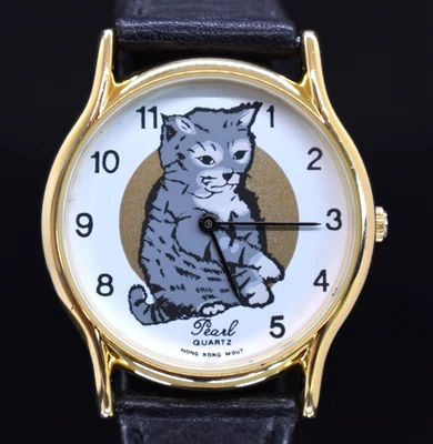 Reloj De Colección CAT KITTEN Mujer Tono Dorado Años 90 BATERÍA NUEVA Foto 1 de 4