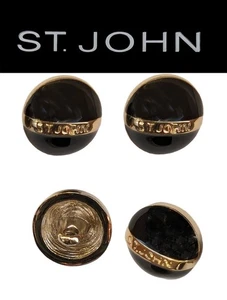 St John Knits 0.75 Inch Black Domed & Gold Tone Banded Logo Replacement Buttons - Picture 1 of 1