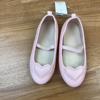 Carter's Amore Toddler Girls Pink Heart Ballet Flats Shoes Size 11 NEW - Image 1 of 4