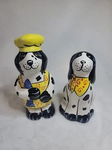 Dogzilla Dog Yellow Chef Salt & Pepper Shakers 3.5” & 4” Tall Anthropomorphic - Picture 1 of 3