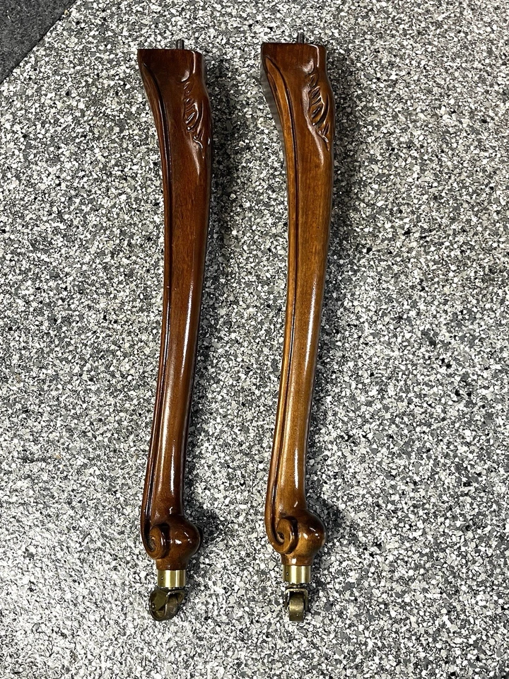 Queen Anne French Provincial Cherry Piano Legs 25” 1985 Kimball Designer Console - Image 1 of 4