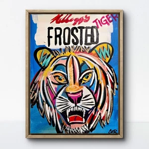 CORBELLIC Frosted Tiger 12x16 Original Canvas Pop Art Colorful Handmade Decor - Picture 1 of 8