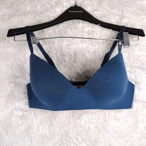 NEW Victoria's Secret T Shirt Lightly Lined Wireless Blue Bra sz 38C - Picture 1 of 7