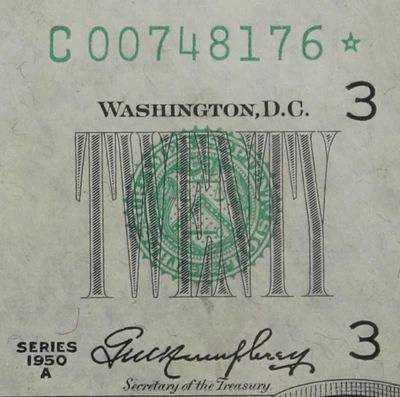 $20 1950A Star CU Federal Reserve Note C00748176* series A, Philadelphia C3  - Image 1 of 4