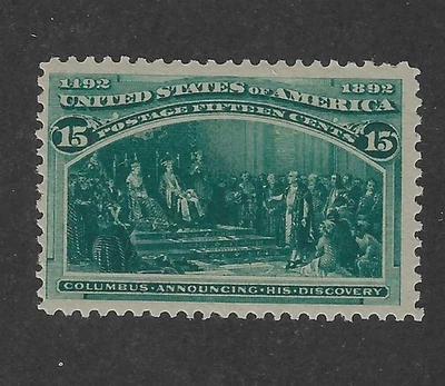 US # 238 ( 15c Columbian) dark green,1893, Mvlh, VF+, scv. $600 - Image 1 of 2