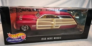 Hot Wheels 1950 Mercury Woodie Wagon 1:18 Scale Diecast Model Car Red Merc - Picture 1 of 4