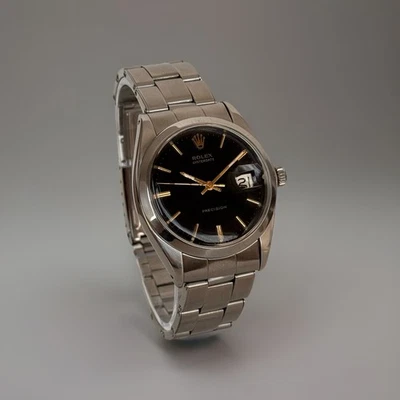 Rolex Oysterdate Precision 6694 Black Gilt Dial 34mm Cal. 1225 Vintage Rare 1969 - Image 1 of 4