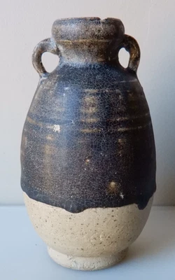 Botella de gres esmaltado marrón Thai Sawankhalok, 4 3/4" de alto, siglo XIV Foto 1 de 4