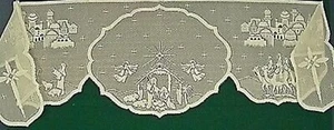 Heritage Lace Nativity Scene Mantel Scarf White or Ivory Livingroom 94" x 20" - Picture 1 of 6