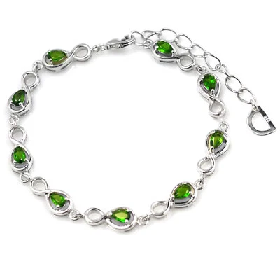 Brazalete De Buman de plata de ley de 2,3 quilates cromo diopsido, 8,3"" Foto 1 de 4