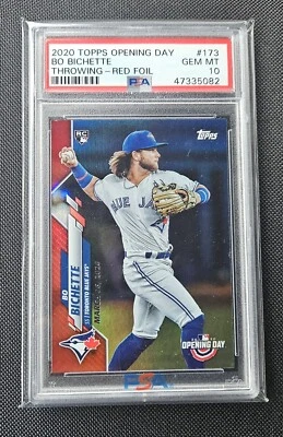 2020 Topps Opening Day Red Foil #173 Bo Bichette Blue Jays RC Rookie PSA 10 - Image 1 of 2