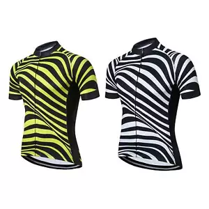 Men's Reflective Cycling Jersey Short Sleeve Cycle Road Bike Jersey Shirt Zebra - Picture 1 of 8