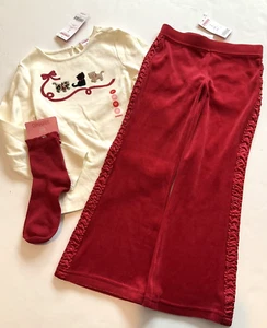 NWT Gymboree GLAMOUR KITTY Holiday OUTFIT Ivory Kitten Top, Pants, Sock 5 5T - Picture 1 of 5