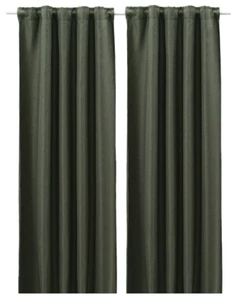 IKEA ANNAKAJSA Room darkening curtains, 1 pair, dark green, 145x300 cm - Picture 1 of 6