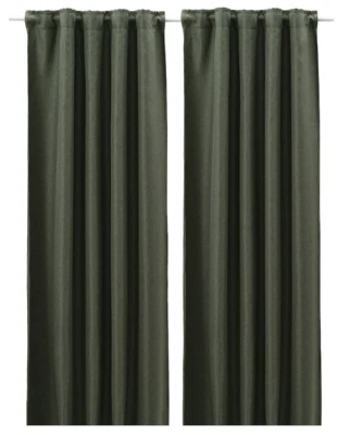 IKEA ANNAKAJSA Room darkening curtains, 1 pair, dark green, 145x300 cm - Image 1 of 4