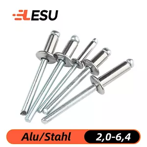 Blindnieten Alu/Stahl Nieten Flachkopf DIN 7337 Popnieten Niete 2,0-6,4 mm - Bild 1 von 89