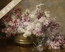 1800s Bowl with Flowers Still LIfe Painting Giclee Print 8x10 on Fine Art Paper