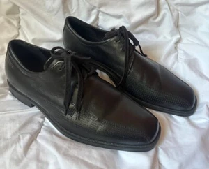 ECCO Men Oxford Dress Shoe Shock Point Size 41 US 7.5 Black Leather Ankle Boots - Picture 1 of 8