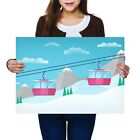 A2 - Pink Cable Cars Ski Snowboard Poster 59.4X42cm280gsm #12649