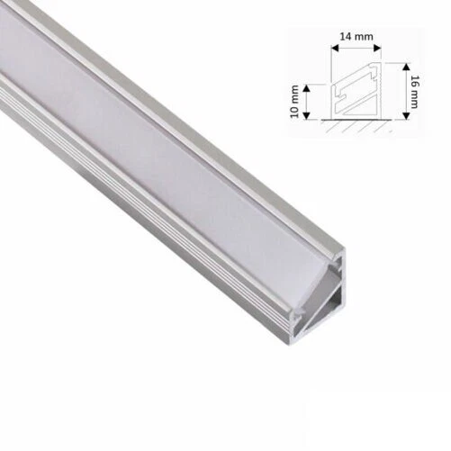 Alluminio Angolo Sagoma Guida Listello " " Argento per Strisce LED + Copertura - Immagine 1 di 1
