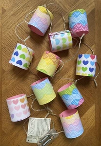 Fairy Lights/String Lights/Lanterns with Handmade Rainbow/Heart Fabric Shades - Picture 1 of 7