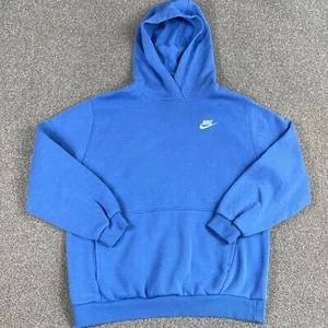 Nike hoodie Teen Girl XL Blue Embroidered Swoosh Pockets Casual pullover Sweater - Picture 1 of 10