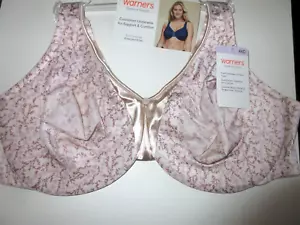 Warners ~ Signature Support Satin Bra Underwired cream floral 35002A women ~ 44D - Picture 1 of 3
