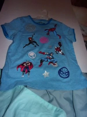 Marvel: Boys (M) 7-8 Short Sleeve Spiderman, Thor, Iron Man, T-Shirt / New - Image 1 of 2