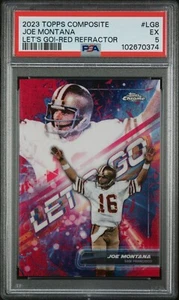 2023 Topps Composite Chrome LET’S GO Red Ref. #/5 Joe Montana PSA 5 Excellent  - Picture 1 of 2