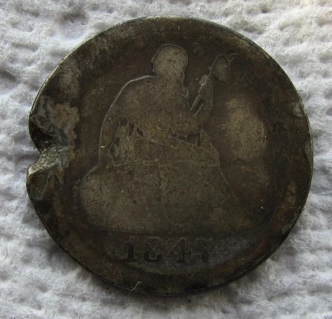1847-O  Seated Liberty Silver Quarter Rare Early Date New Orleans Damaged Filler Cover