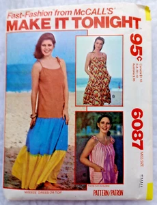 Vestido sin mangas McCALL'S 1978 vintage años 70 patrón de costura 6087 Misses playa, camiseta sin mangas pequeño - Imagen 1 de 3
