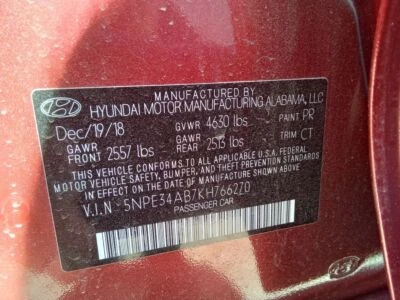 Used Rear Left Door Interior Trim Panel fits: 2019 Hyundai Sonata  Grade A - Image 1 of 4