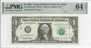 1995 $1 ST LOUIS FRN. PMG Choice UNCIRCULATED 64 EPQ Banknote. - Picture 1 of 2