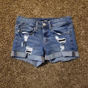 Aéropostale AERO Low Rise Distressed Midi Shorts – Damengröße 4 (26" Taille) - Bild 1 von 14