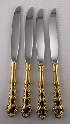 Oneida Community GOLD BEETHOVEN Golden Electroplate Silverware Flatware 4 Knives - Image 1 of 4
