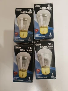(4 Pack) Feit Electric 11W Sign Lamp Standard Base 130 Volt Clear - Picture 1 of 2