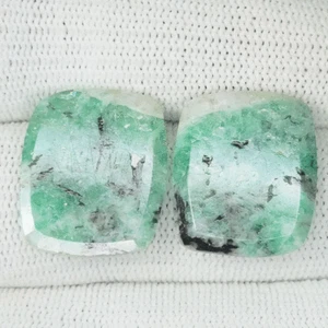 24.41Cts Ultra Rare Color Natural Colombia Emerald Cushion Pair...!!!! - Picture 1 of 2