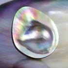 Mabe Blister Pearl in Shell Extreme Colorful Rainbow Iridescent 6.59 g Cabochon