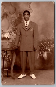 RPPC Handsome Afro Panamanian Man Dapper Gentlemen Dandy Colon P.R. Panama 1940s - Picture 1 of 5