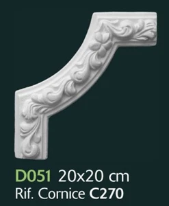 Decoro in gesso per pareti e soffitti 20x20cm - D051 - 4 Pezzi - Ornamento Gesso - Foto 1 di 1