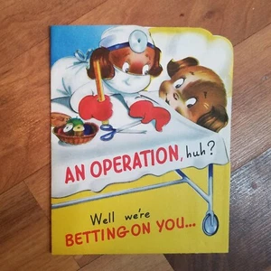 Anthropomorphic dog doctor patient get well wish die cut pop up operation by - Picture 1 of 3